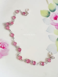 Silver & Pink Crystal Hat Chain