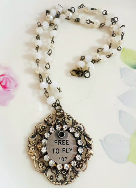 Free To Fly Quote Filigree Necklace