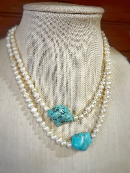 Freshwater Pearl Turquoise Beaded Necklace