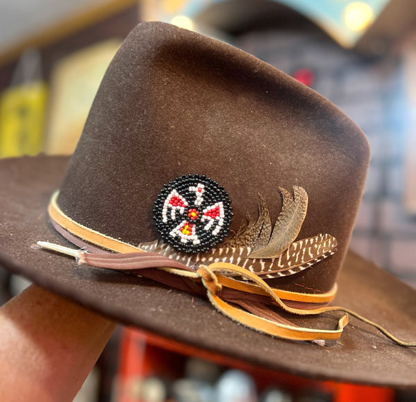 Beaded Thunderbird Hat Pin Black