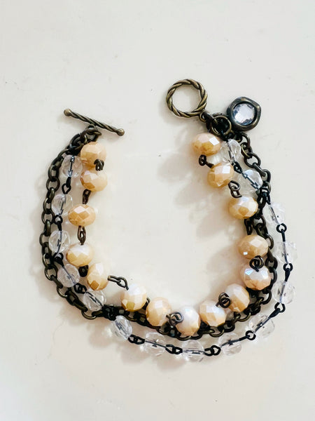 Sandy Tan Neutrals Triple Strand Bracelet
