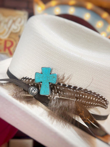 Soldered Turquoise Cross Stone Hat Pin