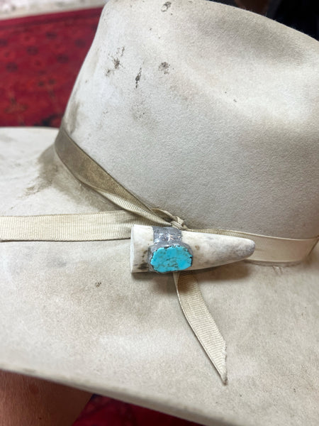 Elk Antler Soldered Turquoise Hat Pin