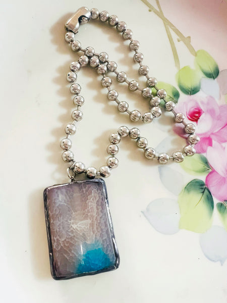 Soldered Blue Crystal Drop Necklace