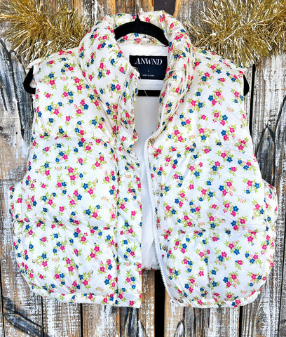 Fancy Floral Puffer Vest