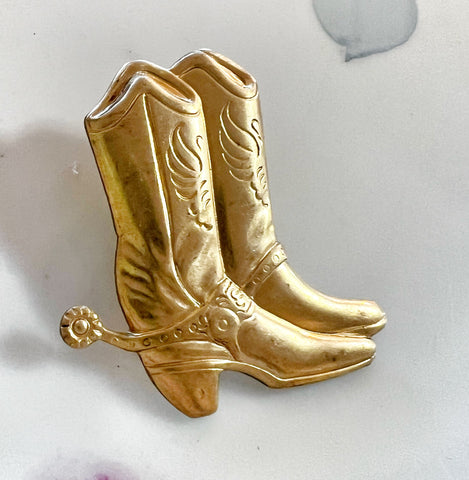 Brass Patina Boots Hat Pin