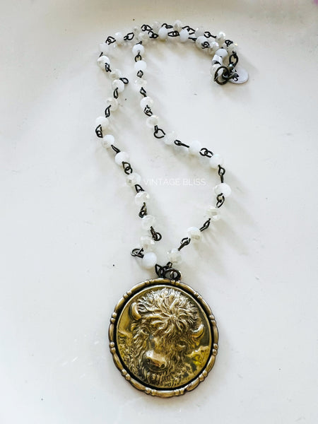 brass paitna buffalo pendant necklace 
