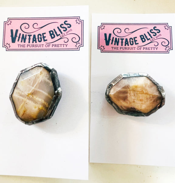 peach moonstone agate soldered hat pin 