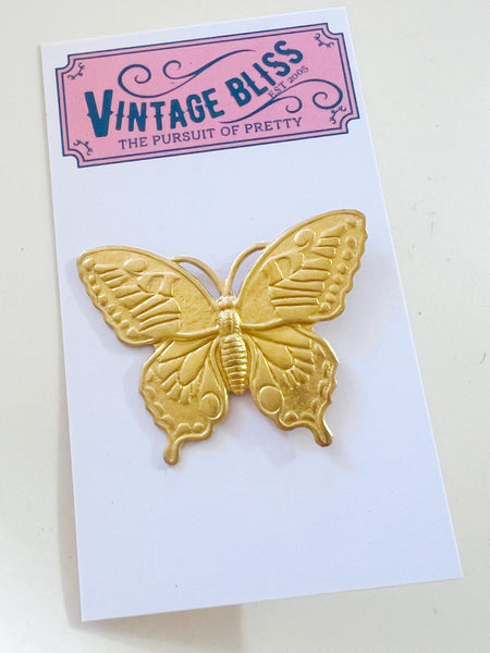 Brass Patina Butterfly Hat Pin