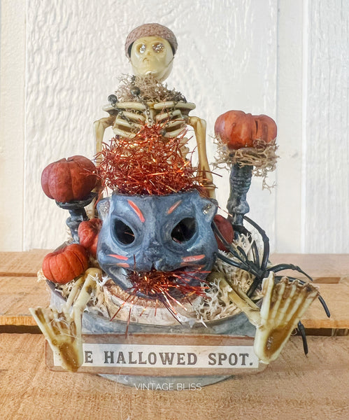 The Hallowed Spot Mason Jar Lid Skeleton Halloween Decor