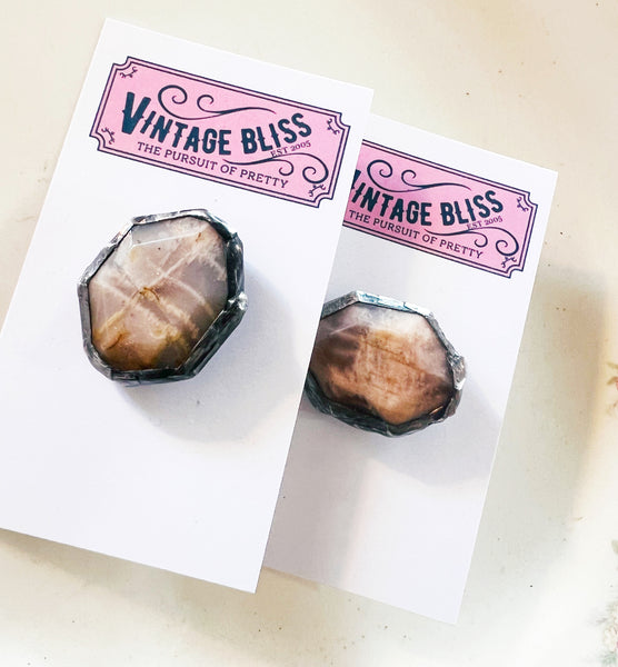 Peach Moonstone Agate Soldered Hat Pin