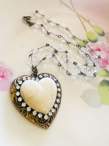 Hearts Desire Clay Heart Beaded Chain Necklace