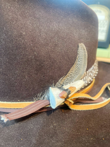 Amber Crystal Soldered Antler Tip Hat Pin