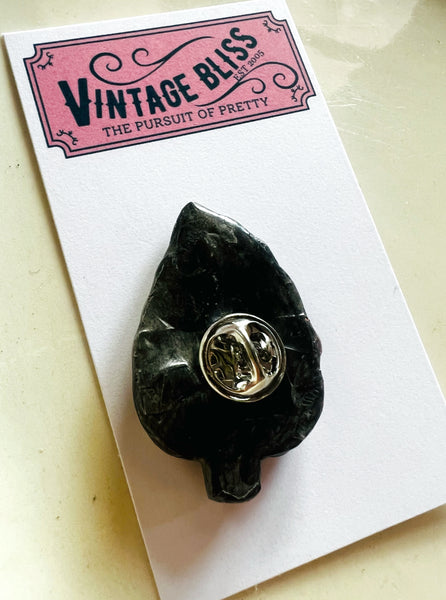 Soldered White Leaf Stone Hat Pin