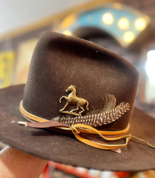 Antique Brass Patina Running Horse Hat Pin