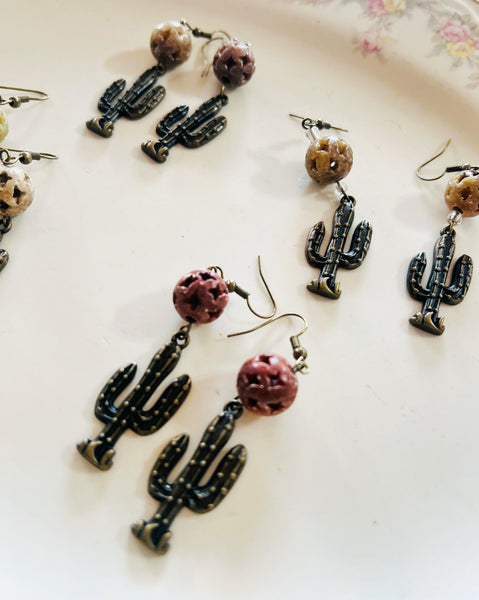 Desert Boho Cactus Earrings