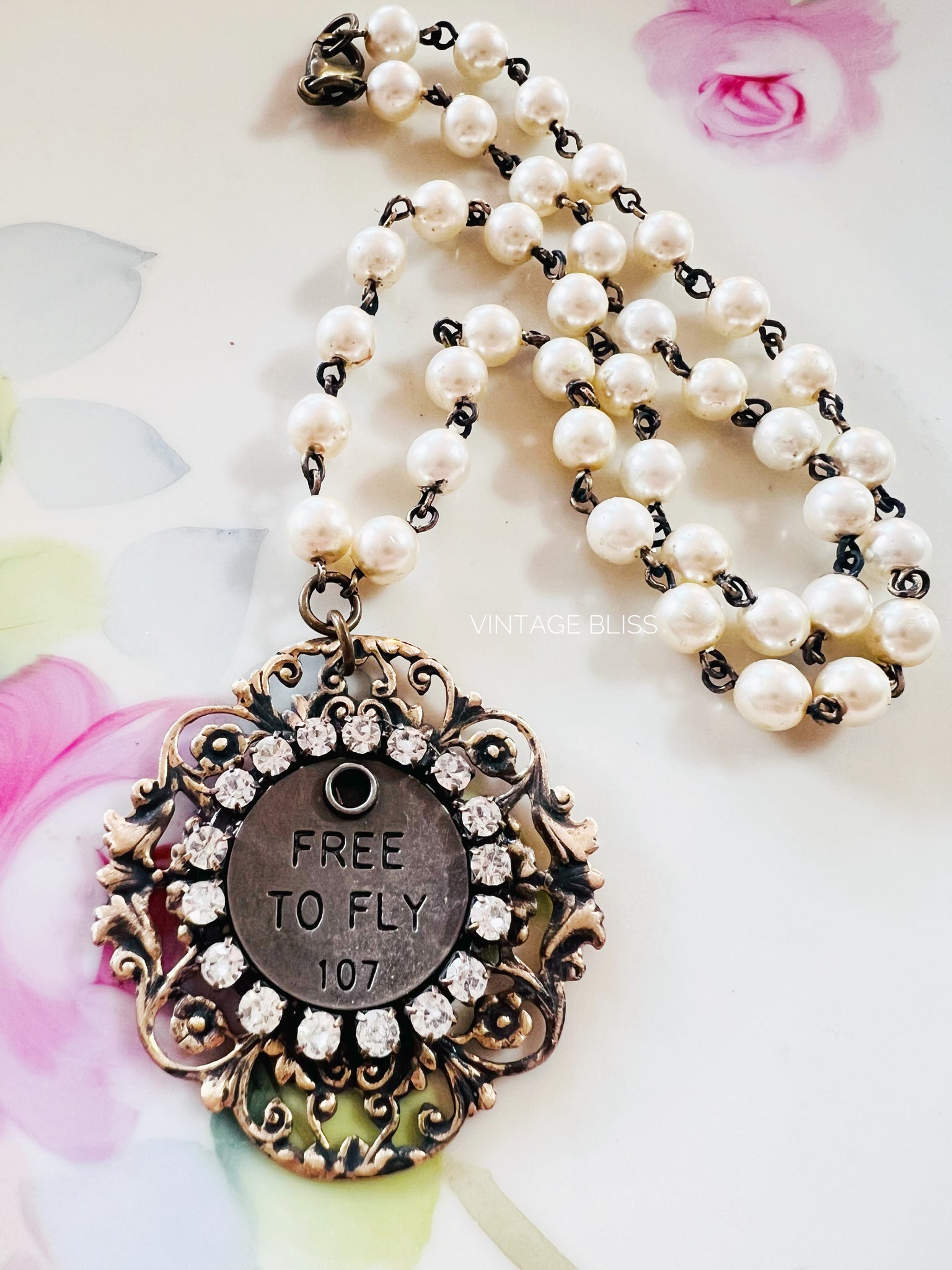 Free To Fly Quote Filigree Necklace