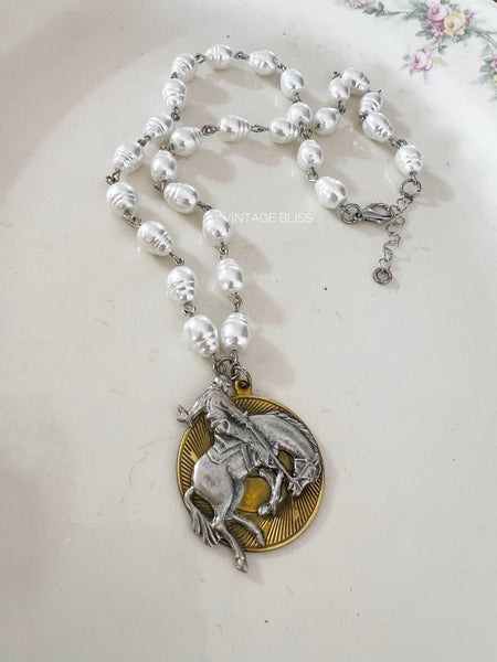 Bronco Billy Polished Brass & Silver Necklace