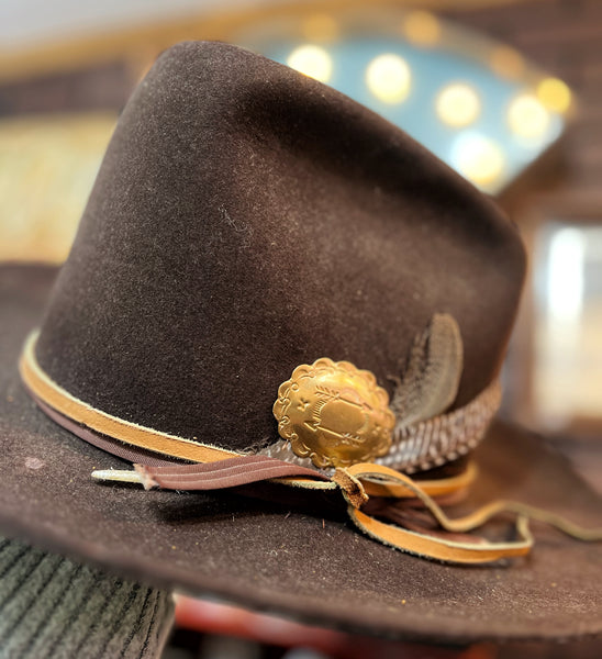 Brass Patina Large Arrows Concho Hat Pin