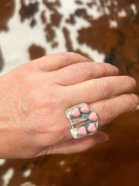 Buckle Up Buttercup Pink Conch Heart Ring