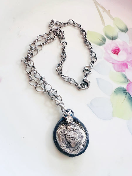 Sacred Heart Soldered Medallion Necklace
