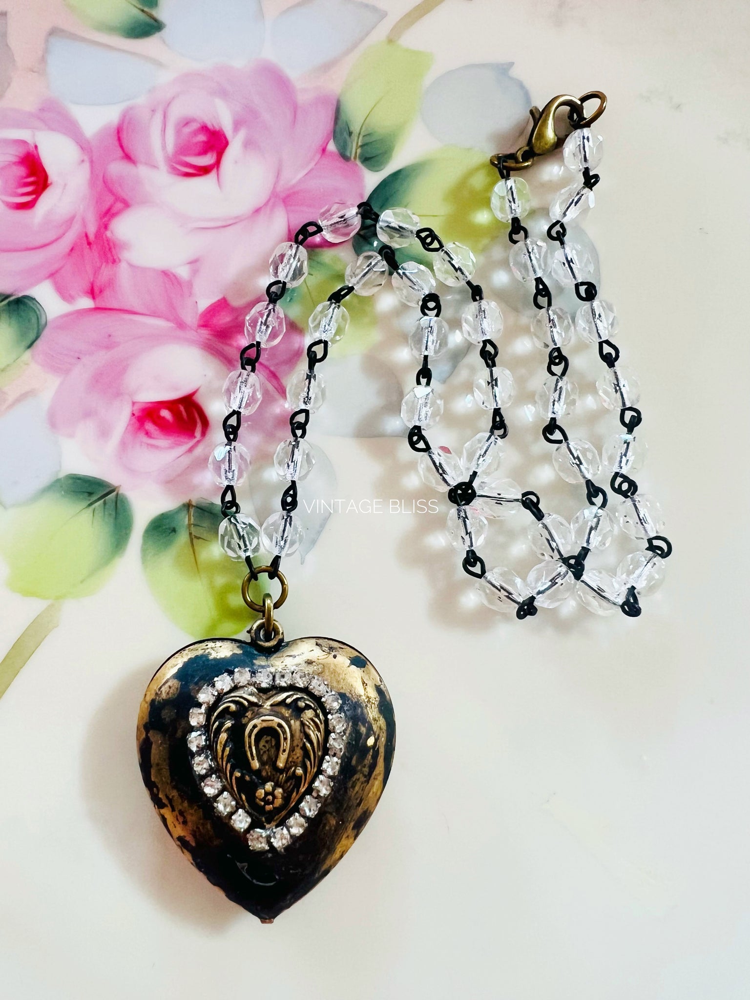 Horseshoe Puffy Heart Necklace