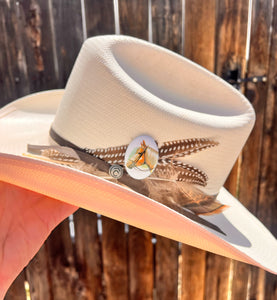 Blondie Horse Cameo Western Hat Pin