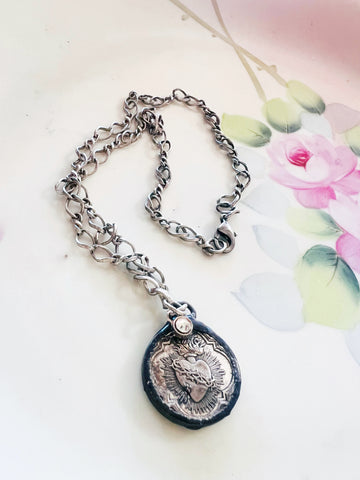 Sacred Heart Soldered Medallion Necklace