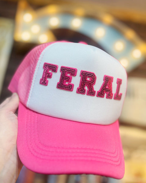 Feral Pink and White Trucker Hat