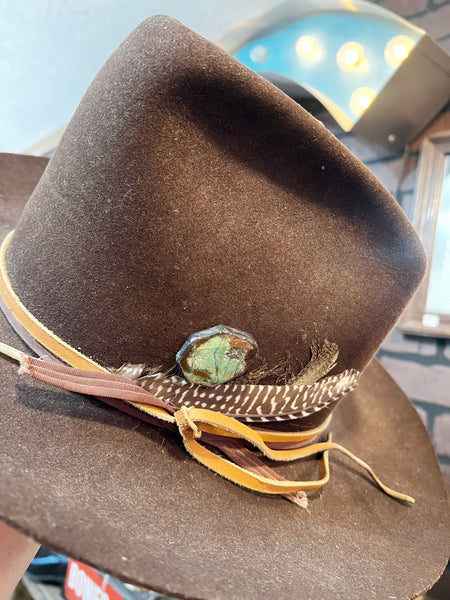 Soldered Mint Green & Brown Agate Stone Hat Pin