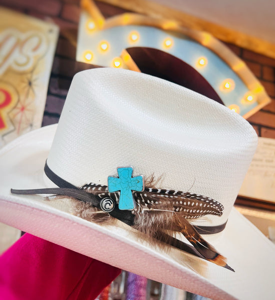 Soldered Turquoise Cross Stone Hat Pin