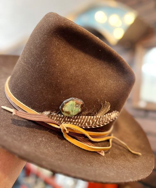 Soldered Mint Green & Brown Agate Stone Hat Pin