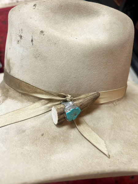 Deer Antler Soldered Turquoise Hat Pin