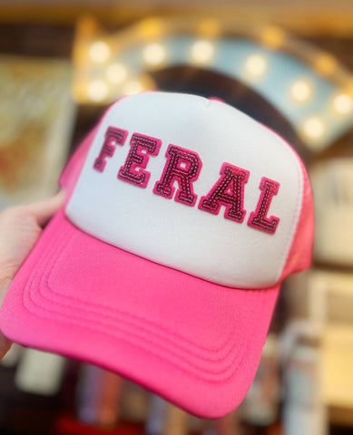 Feral Pink and White Trucker Hat