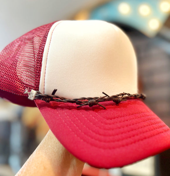 Barbed Brown Leather  Hat Chain