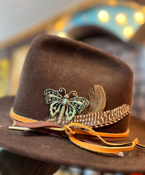 Turquoise Boho Filigree Butterfly Hat Pin
