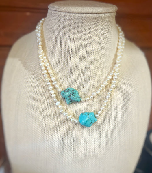 Freshwater Pearl Turquoise Beaded Necklace