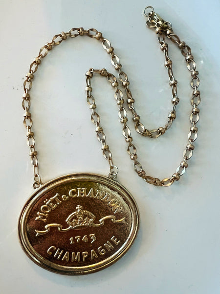 Moet Champagne Medallion Chain Necklace Gold