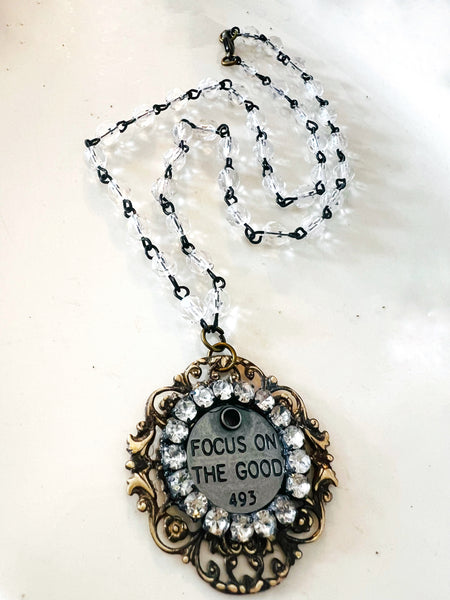 Focus on the Good Brass Patina Filigree Necklace