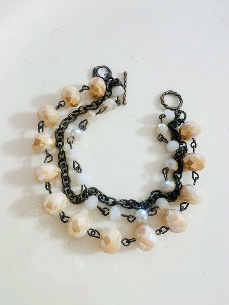 Sandy Tan Neutrals Triple Strand Bracelet