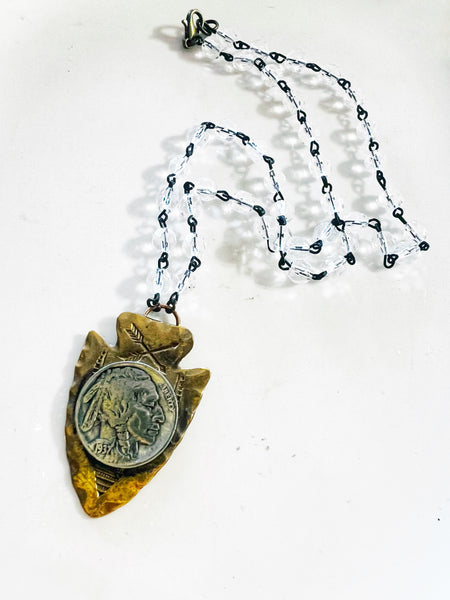 Indian Head Nickel Brass Arrowhead Necklace