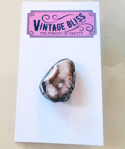 Cherry Blossom Agate Soldered Stone Hat Pin