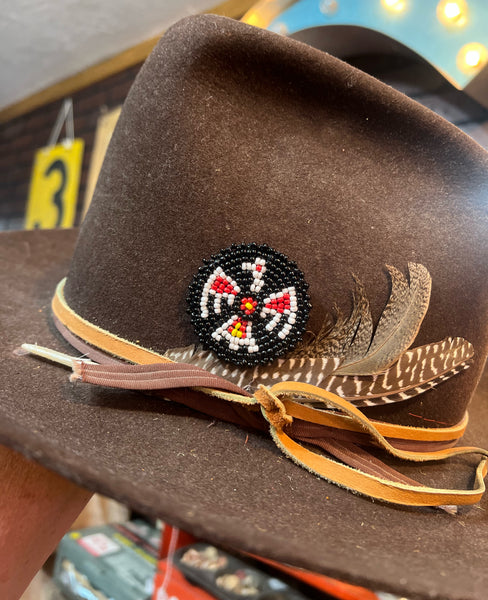 Beaded Thunderbird Hat Pin Black
