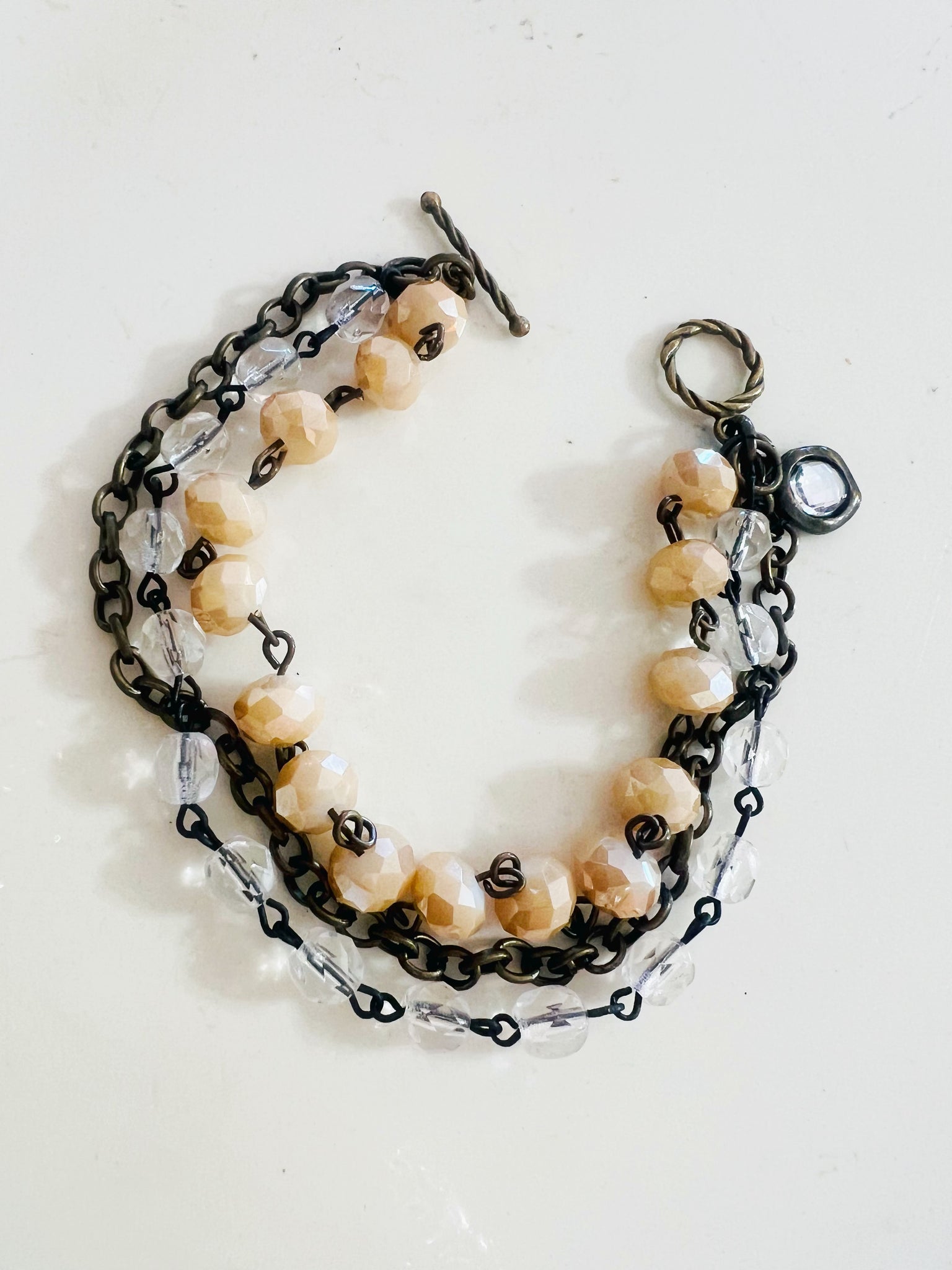 Sandy Tan Neutrals Triple Strand Bracelet