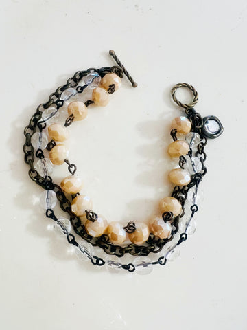 Sandy Tan Neutrals Triple Strand Bracelet