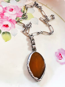 Soldered Brown Color Stone Necklace