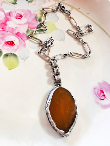 Soldered Brown Color Stone Necklace