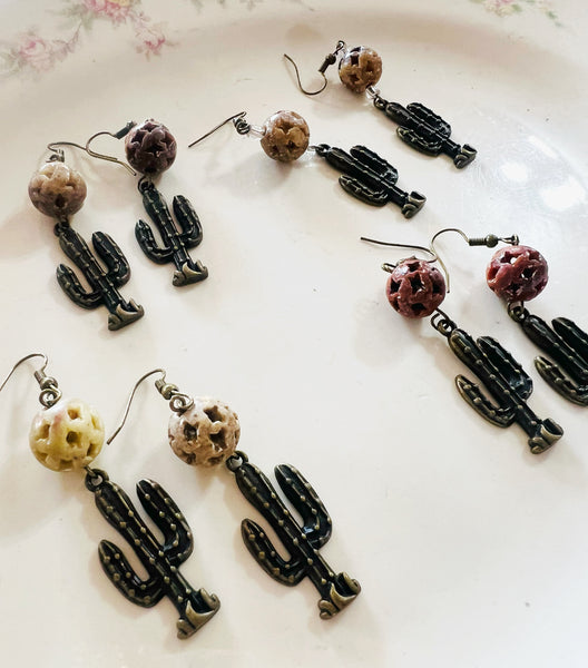 Desert Boho Cactus Earrings
