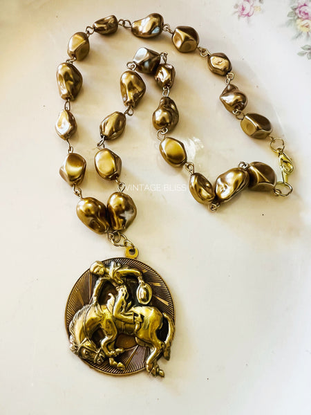 Bronco Billy Polished Brass Necklace