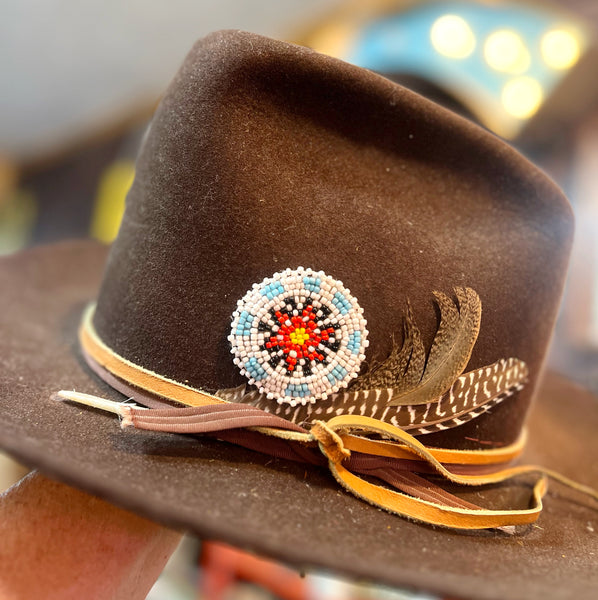 Beaded Sunburst Hat Pin White